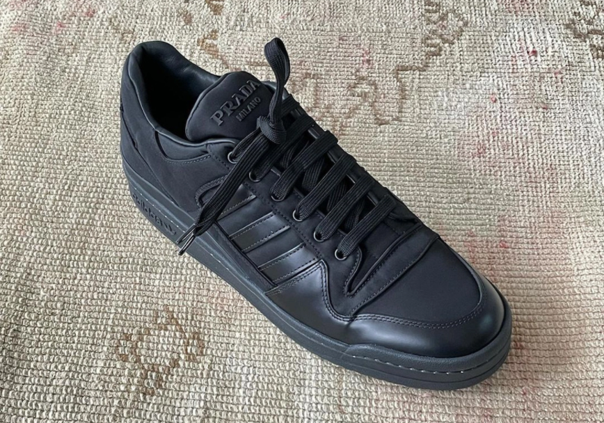 PRADA x Adidas Originals Unisex Forum Low Re-Nylon Sneakers Black - 2EG390_3LJX_F0557