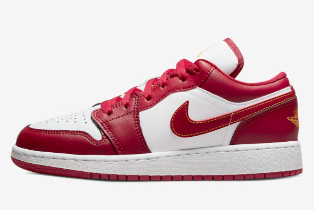 Air Jordan 1 Low 'Cardinal' Red White Gold 553560-607 - Classic Style with a Touch of Elegance