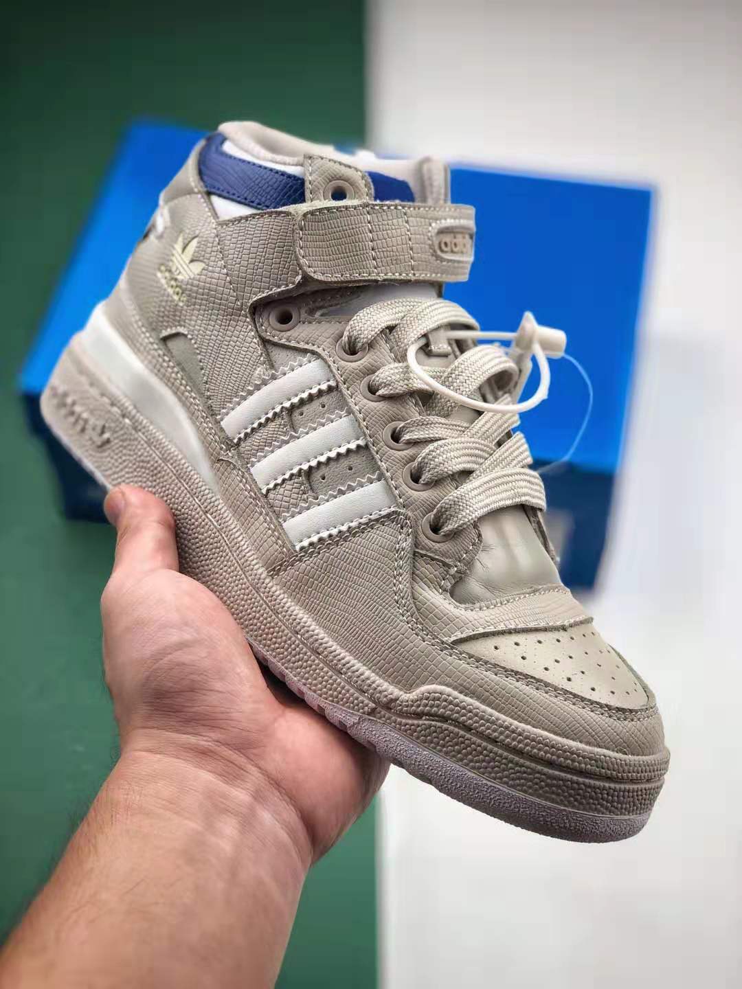 Adidas Forum Mid Grey Snake/Blue Shoes BY4376 - Stylish and Trendy Footwear