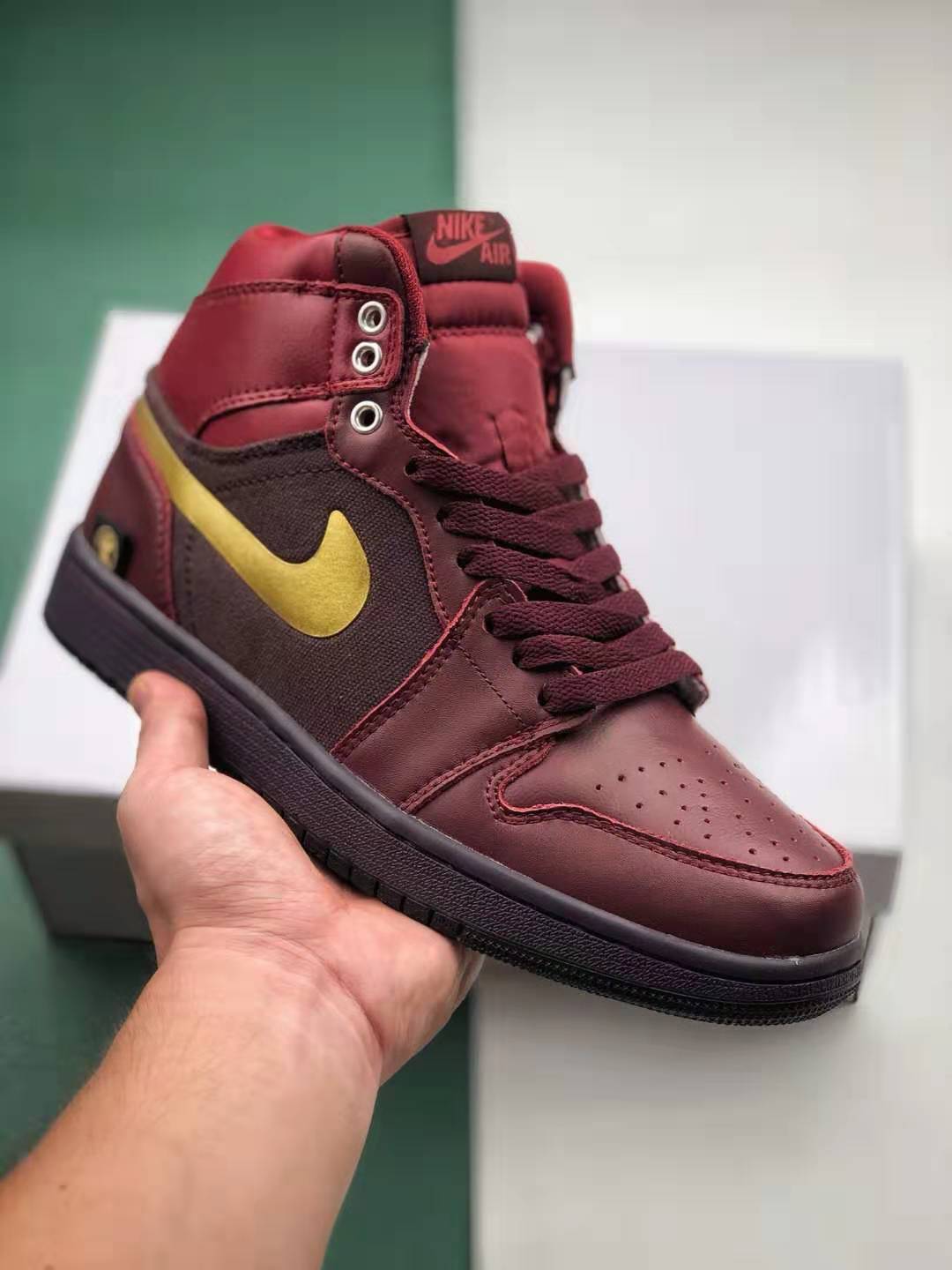 Air Jordan 1 High Thanos Wine Red Gold Black Brown 555088-189