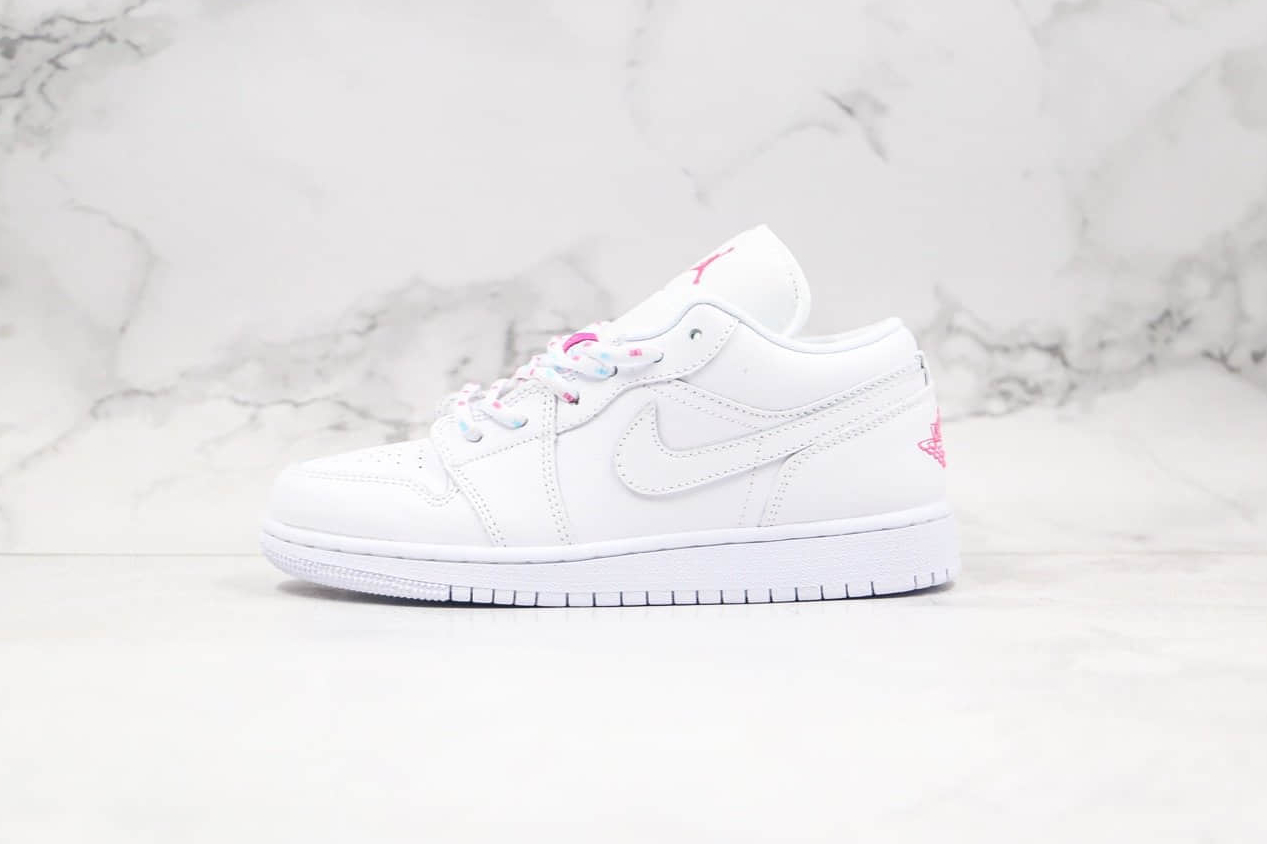 2020 Air Jordan 1 Low GS White Pink Blue Womens Basketball Shoes | 554723 102