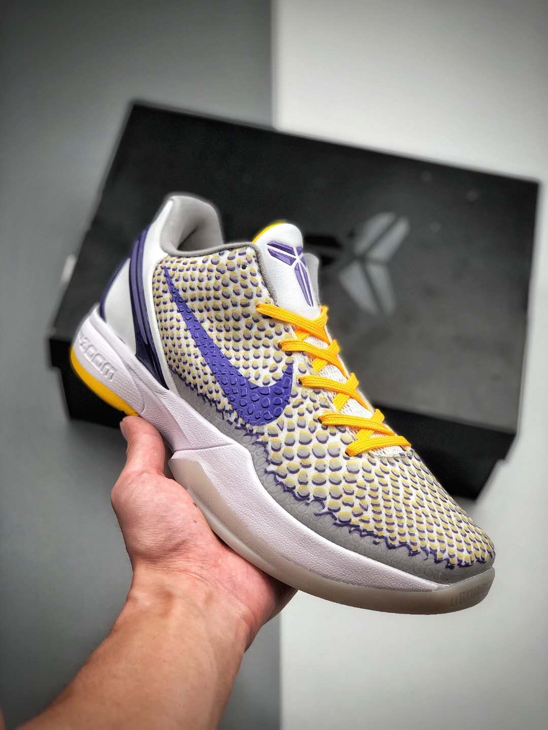 Nike Kobe 6 VI White Purple Yellow Basketball Shoes - CW2190-105