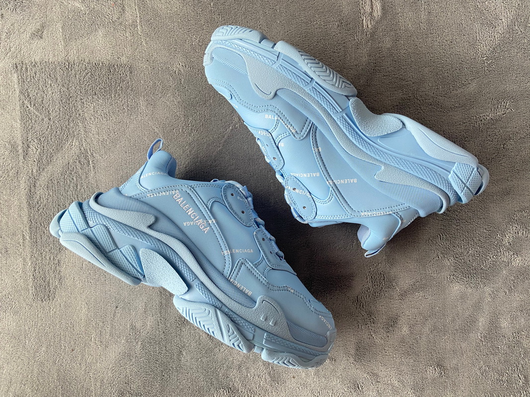 Balenciaga All Over Logo Triple S Blue Grey Black 536737 W2FA1 4090
