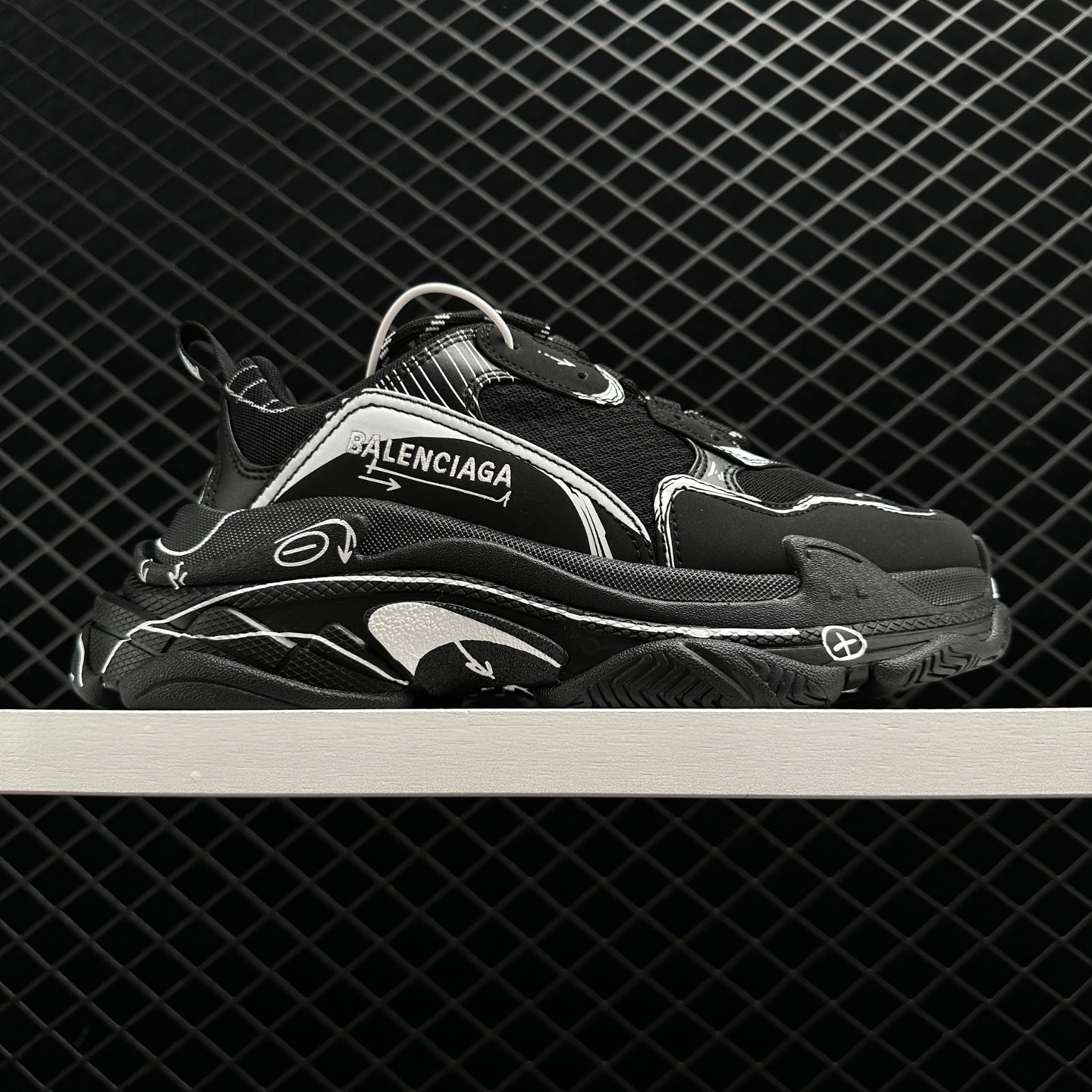 Balenciaga Triple S Sketch Print Sneakers 536737 W3SRB-1090
