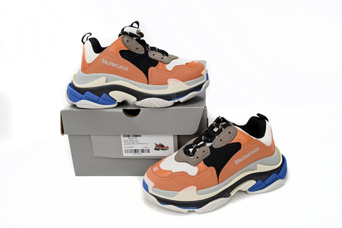 Orange Grey Black Balenciaga Triple S Shoes 541640W09OE7581 | Authentic Orange Grey Black Balenciaga Triple S Shoes 541640W09OE7581 | Authentic