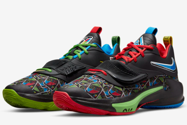 UNO x Nike Zoom Freak 3 Black/Red-Blue-Green DC9363-001: The Ultimate Athletic Shoe for Unmatched Performance